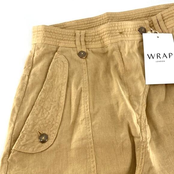 Wrap London Women's Golden Sand High-waisted Flap-pocket Shorts Size 4 - Picture 4 of 16
